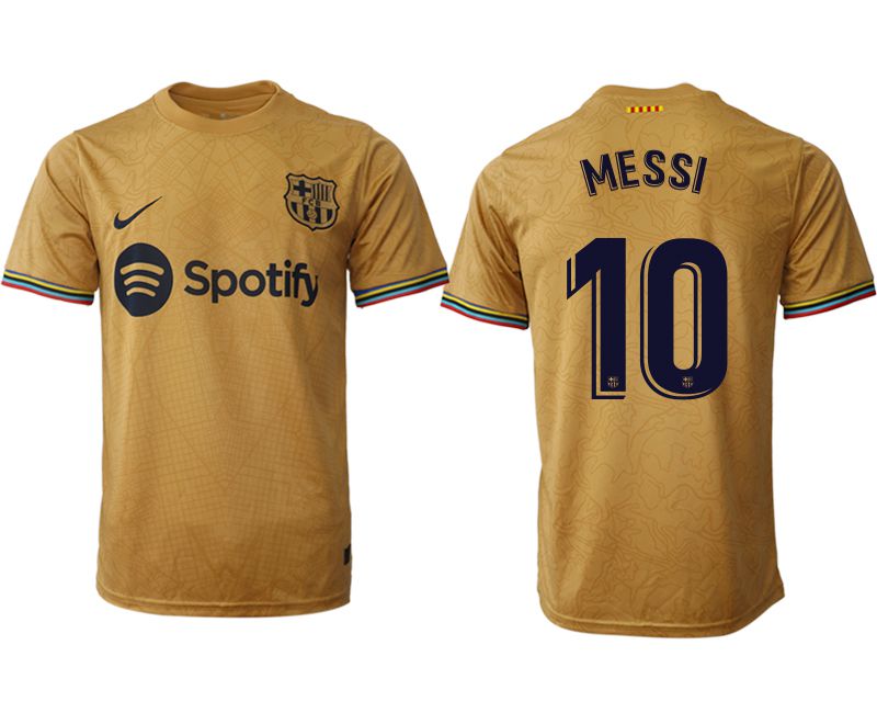 Men 2022-2023 Club Barcelona away aaa version yellow #10 Soccer Jerseys